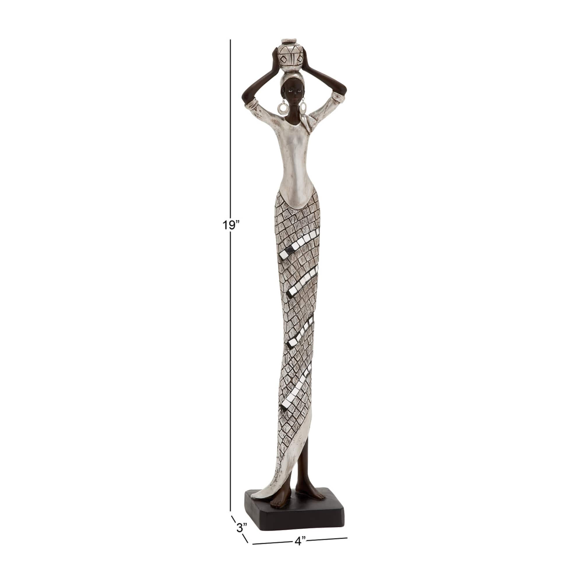 19" Silver Eclectic Woman Sculpture